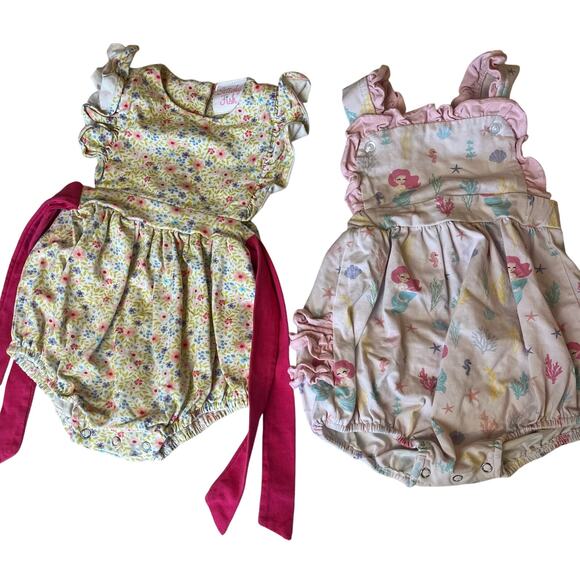 BUNDLE Stitchy Fish 18 month Bubble Rompers Baby Girl LOT of 2 Ruffles - Picture 1 of 8